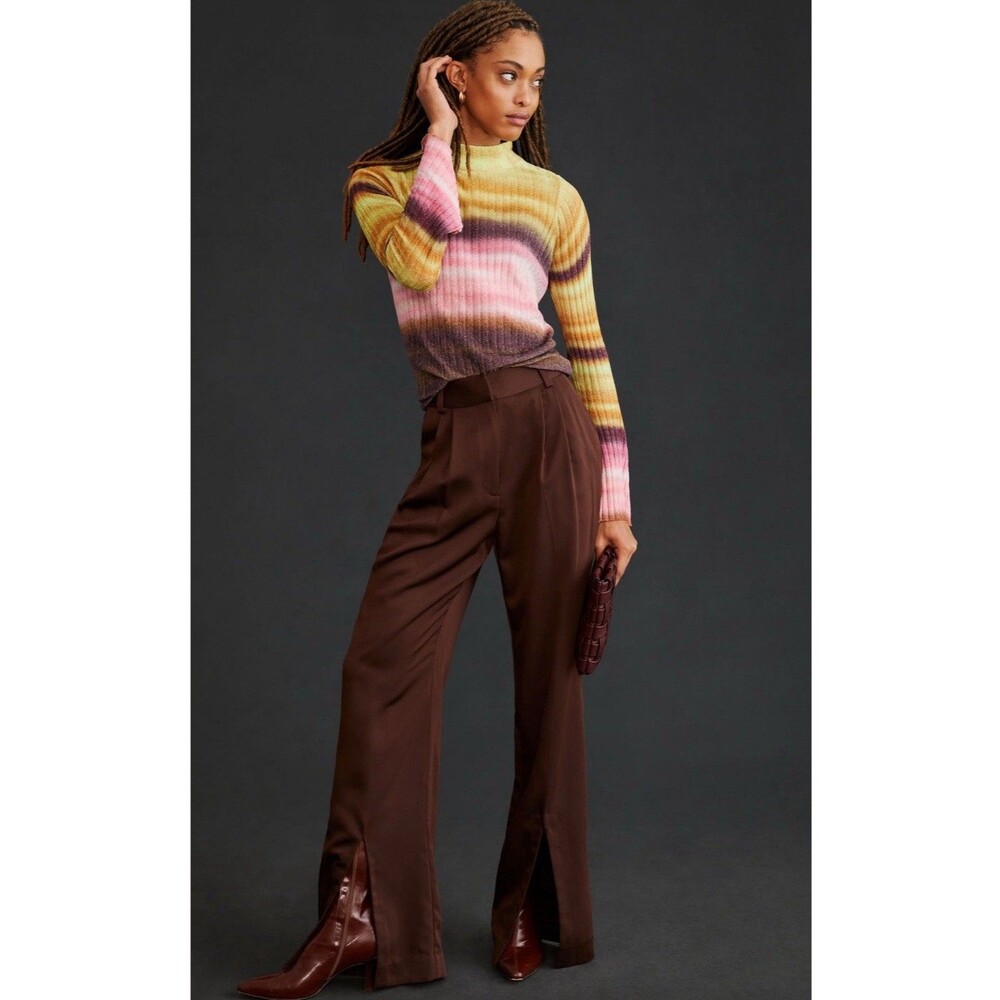 Anthropologie Pilcro Sweater Velvet Turtleneck  Pink Preppy Retro Size XS NWT